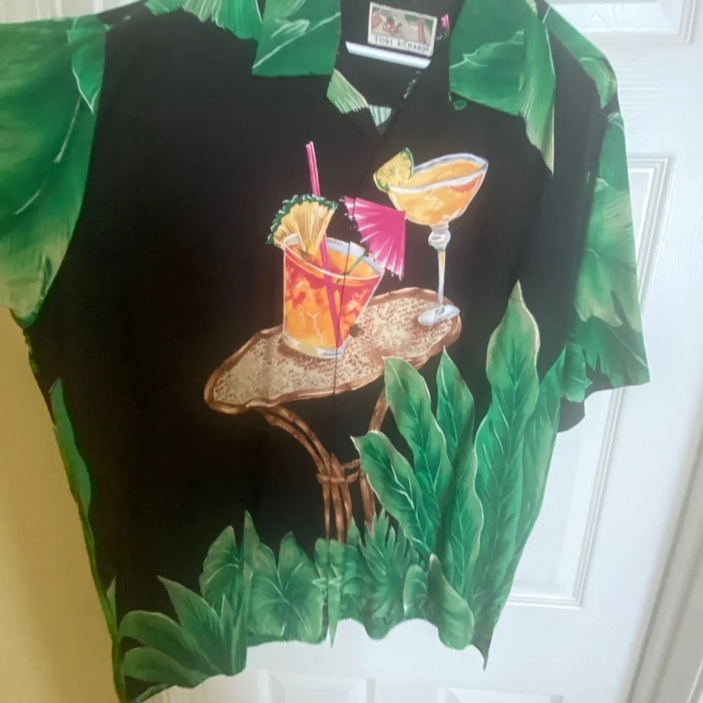 Tori Richard Hawaiian Shirt, Men's Size L Cocktails Hawaiian Shirt